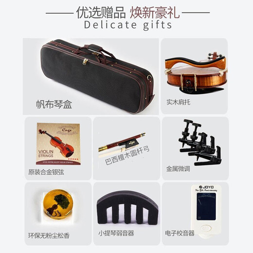 台氏TV880专业考级进口欧料独奏演奏小提琴纯手工制作小提琴全配 4/4【深咖色】适合身高155-220cm