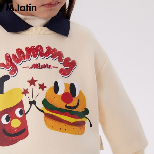 Malatin (M.Latin) / Vêtements pour enfants Sweatshirt pour enfants 23 Hiver New Style Boys and Girls Children's Retro Polo Collar Sweat-shirt Beige 130cm