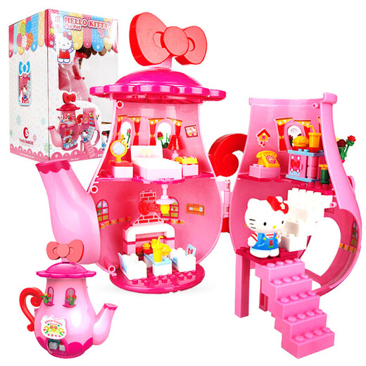 Qiji Katie Hello Kitty Enfants assemblés Blocs de construction Girls jouant des jouets pour enfants House Toys Cadeaux