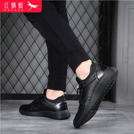 Red Dragonfly brand men's shoes, youth leather shoes, men's small black shoes, wear-resistant single shoes, business casual shoes for men C0191257