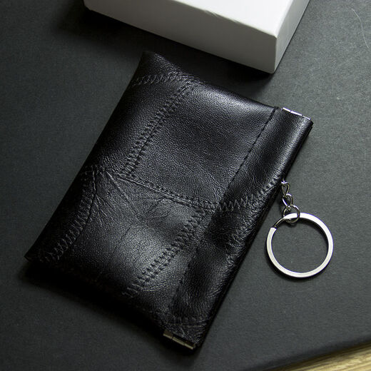 Luoyide Lederschlüsselbeutel Männer und Frauen Internet Promi Key Chain Auto Großkapazität Schlüsselbeutel Multifunktion Münzbrieftasche Mini Kartenbeutel Öl Wachs Schwarz [Kartenbeutel]