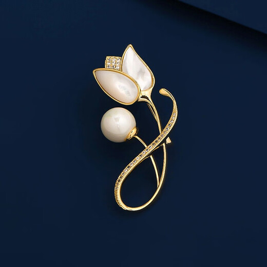 Marco Bizzarri high-end brand brooch, light luxury brooch, high-end women's exquisite tulip suit, anti-exposure women's corsage, Mother's Day gift for mom, Teacher's Day gift for teacher