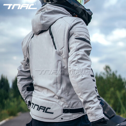 TNAC Tuochi Motorcycle Winter Cycling Clothing Composite Bat Waterproof Commuting Motorcycle Travel Anti-fall and Wear-Resistant Motorcycle Clothing Four Seasons Time and Space Gray Composite + Velvet Tianma Black Winter Warm Suit XL