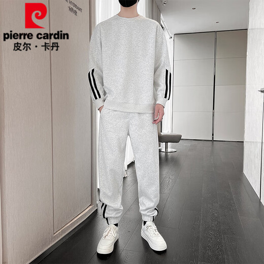 Pierre Cardin Men's Casual Sportswear Set 2025 New Spring and Autumn Round Neck Sweinshirt Men's Autumn e Winter Handsome Set 9230 Bean Green XL