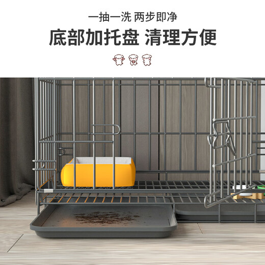 HKML dog cage small, medium and large dog home indoor with toilet integrated Teddy kennel villa pet cat cage silver white folding installation-free 85*60*70 (medium-sized dogs-3 Add to favorites and place an order to receive a feeding bowl + foot pad + toilet tray + diaper