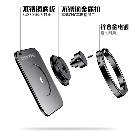 Holding mobile phone holder finger ring buckle metal stainless steel high quality men's personalized creative desktop support frame mobile phone case finger ring mobile phone buckle support live broadcast finger buckle female ring finger buckle [high quality] silver-1 package