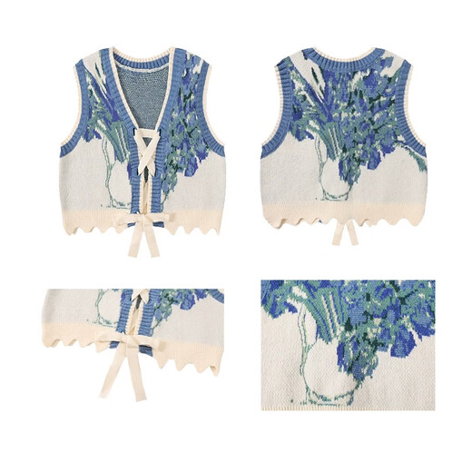 Cardigan tricoté de l'amant Xiangyi pour les femmes en 23 automne et hiver nouvel pull extérieur gilet de style rétro paresseux design des vêtements féminins iris d'irises une taille [adaptée à 80-140jin [Jin est égal à 0,5 kg]]]