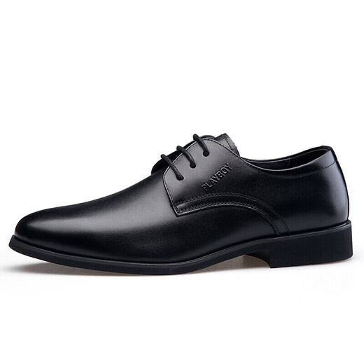 Playboy (PLAYBOY ESTABLISHED 1953) classic men's lace-up business wedding leather shoes British round-toe formal shoes men's shoes 5DW009049D01 black 44