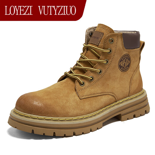 Loyzi Vutyziuo Martin Boots Herren Sommer New British Style High-Top-gelbe Stiefel Ehepaar Anti-Rutsch dicker Sohle Erhöhung Arbeit atmungsaktives Stiefel braun 41