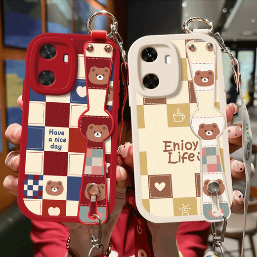 WAIDM is suitable for Huawei Enjoy 60pro mobile phone case for girls Enjoy 60 protective case for women Hi Enjoy 60por soft shell silicone full-pack anti-fall wristband bracket new style bracelet crossbody [slant cross red] HH1390 Huawei Enjoy 60 Pro