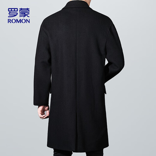 ROMON woolen coat mid-length men's autumn and winter business casual windbreaker men's warm woolen coat 1929 black XL