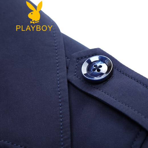 Playboy 2025 Windbreaker Men's Jacket Spring y Autumn New Mid-Long-Longgent Men's Clothing Black 2xl