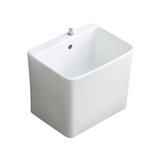 Kaiyue Ceramic Mop Pool Home Balcony Washing Mop Pool with Overflow Outdoor Floor-standing Side Drainage Mop Pool Oval Model Taiwan-controlled Drainage + Filter Basket Length 47