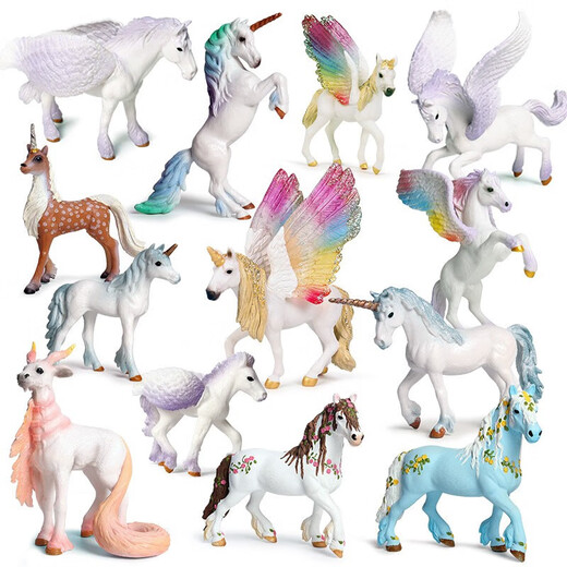 Oenux Unicorn Doll Simulated Elf Animal Model Animation's Animation Toys 3-10 ans Ornements Tianma Pegasus M-2694 Unicorne (bleu)