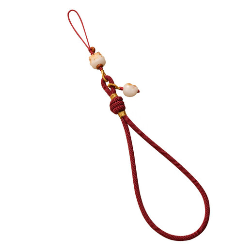 CHUXIANG Chinese style bodhi root charcoal roasted cat mobile phone lanyard anti-lost and anti-fall wrist rope mobile phone chain pendant for women Peacock Blue-Short A27-301