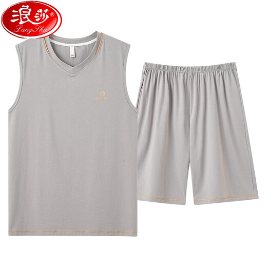 浪莎（LangSha）男士睡衣夏季莫代尔背心无袖薄款休闲家居服可外穿加大码夏天套装 NJR-T12027 L