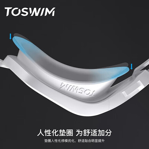 TOSWIM myopia swimming goggles for men and women, high-definition waterproof, anti-fog, left and right eyes, different degrees, single lens, black gasket, blue coating, 500 degrees