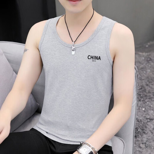 Nanjiren vest men's summer thin men's clothing men's ice silk loose T-shirt sports sweatshirt t vest sleeveless vest china military green + china black XL (115-130Jin [Jin equals 0.5 kg])