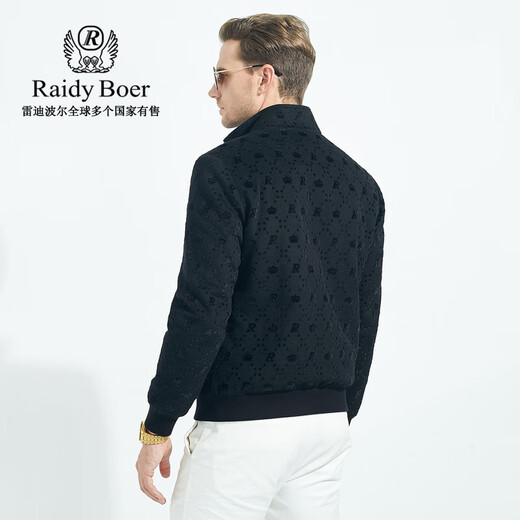 Raidy Boer/Raidi Boer woolen thick presbyopic pattern stand collar jacket for men 4017-79 black pattern 175/50/L
