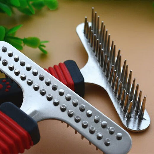 Jiajiemei Dog Comb Golden Retriever Teddy Combing Artifact Pet Dog Hair Brush Bath Brush Large Dog Hair Removal Comb Double Row Needle Comb + Large Knot Knife