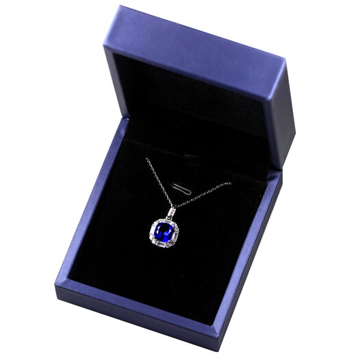 Ji Ge Square Cushion Sapphire Necklace Women's Tanzanite Pendant High Sensitivity Colored Jewelry Blue Jewelry 925 Silver Powder Melt