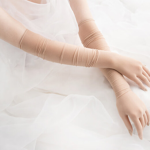 Orange egg tart 2D cos Japanese stockings gloves Sexy five-finger seamless anti-hook long transparent etiquette gloves for women white seamless five-finger gloves