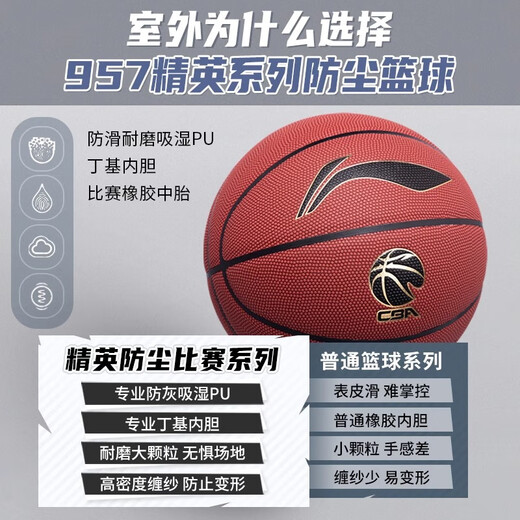 Baloncesto de Li Ning No. 7 957 Casas de entrenamiento profesional para niños y jóvenes para jóvenes para anti-deslizamiento, higroterapia y desgaste PU Blue Ball [Modelo profesional general] Baloncesto Elite Elite 967-1