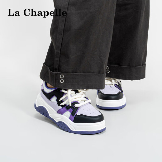 La Chapelle women's shoes, white shoes, women's four seasons new style ins design, versatile casual shoes, thick sole sports women's shoes, purple B683 38