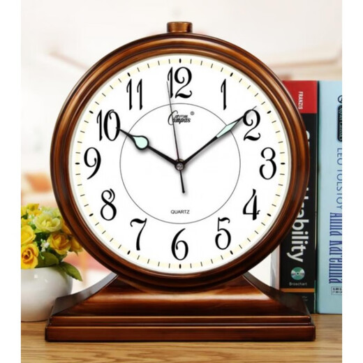 Compas table clock home desktop living room creative European retro desktop electronic large old-fashioned ornament Compas study ancient gold 3020 diameter 35.5 cm