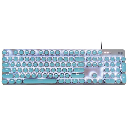 罗技（Logitech） K845 有线机械办公键盘 游戏电竞 朋克复古键盘外设电脑笔记本节日礼物 diy个性键帽 K845(青轴)+经典朋克键帽-蓝