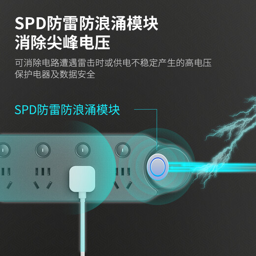 Philips (PHILIPS) lightning protection socket 4-position sub-control 1.8 meters over-power protection plug strip/socket board/socket strip/terminal board/pull line board SPB6440BA/93
