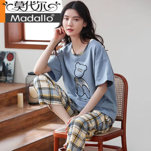 Pajama de algodón modal 100% puro para mujeres en primavera y verano pantalones de manga corta Mujeres sueltas de estilo coreano Ropa para el hogar para el traje de uso de otoño T-9716 (pantalones de manga corta) M (85-105Jin [Jin equivale a 0.5 kg])