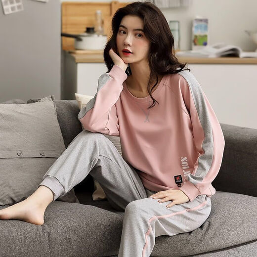 浪莎睡衣女春秋长袖长裤宽松可外穿韩版休闲家居服套装春秋款 长袖长裤套装3889 M 建议80-98斤穿