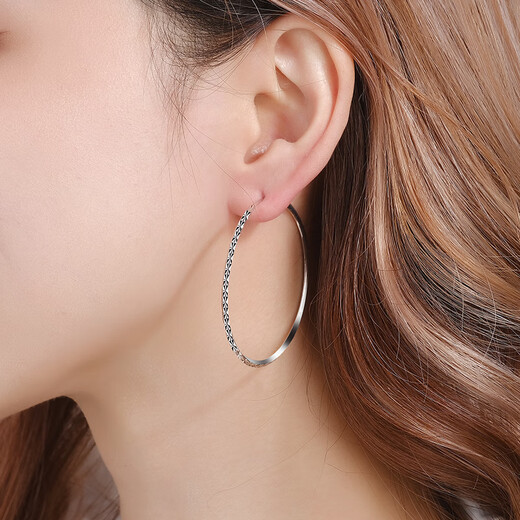 Centenary Baojinxiang PT950 oversized platinum earrings for women, car flower earrings, earrings, earrings, exaggerated personality platinum earrings, inner diameter 4cm, rhombus surface type, about 5.4-5.6 grams