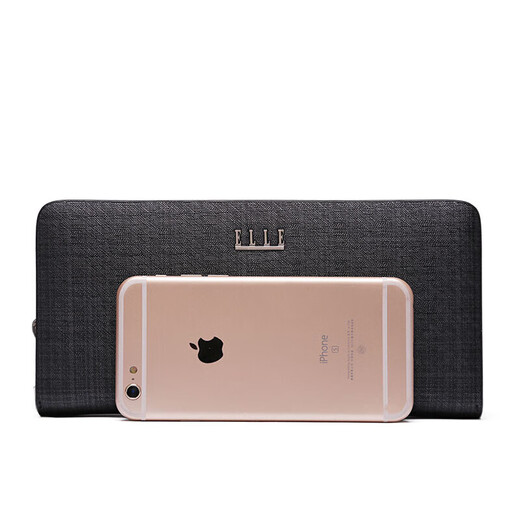 ELLE HOMME Clutch Men's Bag Business Casual First Layer Cowhide Zipper Long Wallet Ticket Holder Multi-Card Slot Clutch Bag 10300111628761913 Black Small Birthday Gift for Boyfriend and Husband