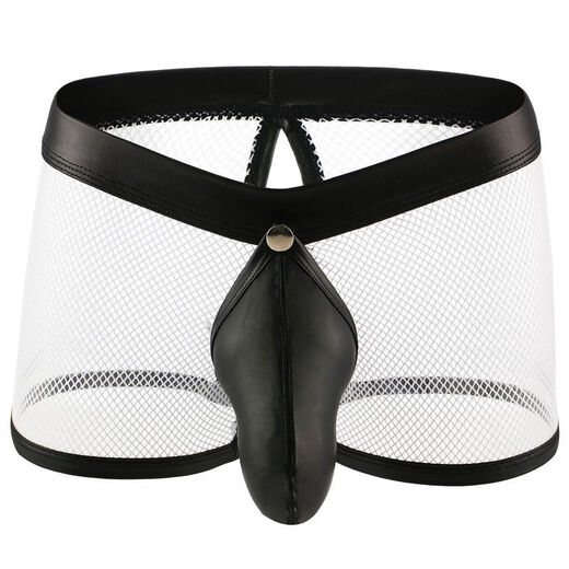 
Men's underwear perverted sexy underwear men's sexy underwear underwear thong mesh perspective hollow flat corners Red S
