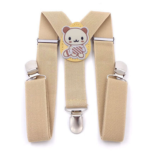 CLCEY children's trousers suspender clip boy toddler suspender clip trouser belt baby non-slip suspender belt fixed clip girls fashion beige yellow bear