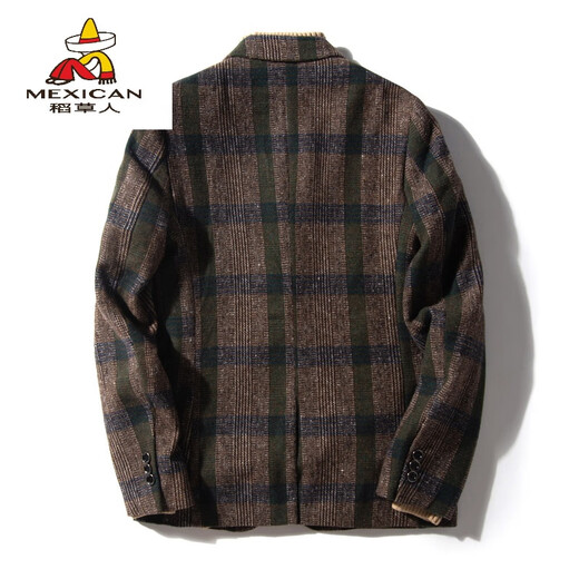 Scarecrow British Retro Formal Tartan Wool Jacket Suit Business Cashmere Warm Wool Single Suit Men's Thick Homemade Unique Green M