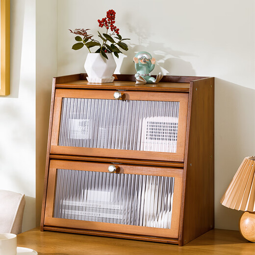 Trojan storage cabinet desktop locker home snack multi-layer locker dust-proof toy storage cabinet corner cabinet low cabinet Changhong transparent door original color - three layers 40 long