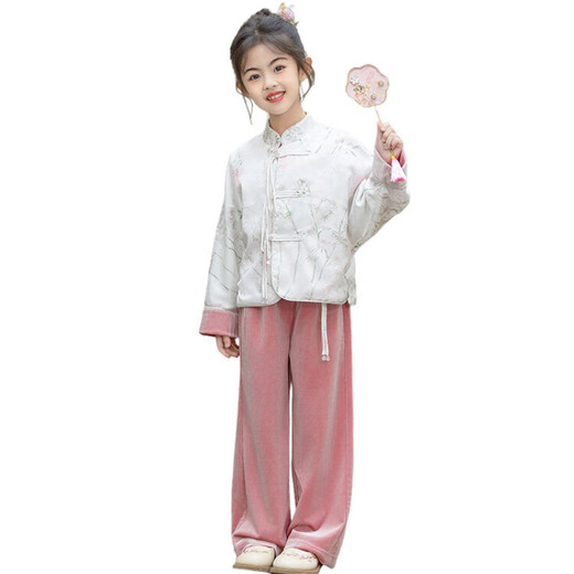 Национальный стиль Disney Girls 'Hanfu костюм весна и осенний стиль вместе Новый китайский Cheongsam Top Velvet Sweet Anteant Atempet Aduumn Fashion 9720 Национальный стиль лучшие 100 см.