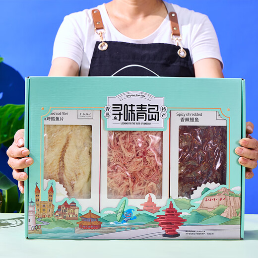 尚趣寻味青岛六鲜礼品盒688g干货海鲜大礼包零食青岛特产送朋友伴手礼 寻味青岛六鲜礼盒688g*五箱