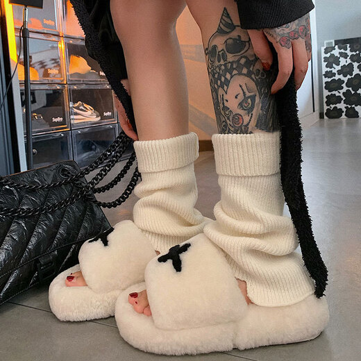 Childlike Autumn and Winter Korean Style Lazy Style Pile Socks Stacked Warm and Versatile Sock Covers Soft Waxy Leg Covers Internet Celebrity Design Women's Socks New Linen Irregular Shaped Sock Covers (High Quality Version)