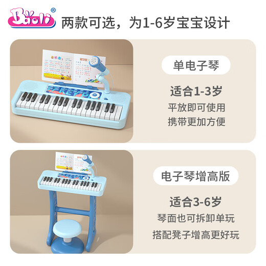 Baoli Kinder Klavier ein Jahr altes Babyspielzeug elektronischer Klavier Mädchen Musikinstrumente 3-6 Jahre alt können Geburtstagsgeschenke spielen 37 Key Music Electronic Piano [Blue]