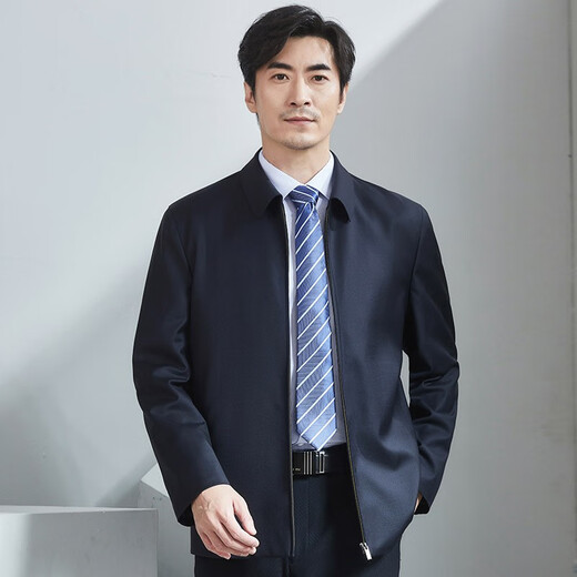 Hongdu Imported Pure Wool Fabric Men's Jacket Business Formal Wear for Meetings Executive Office High Luxury Jacket Men's Jacket Navy Blue JT6217-1 175/92L