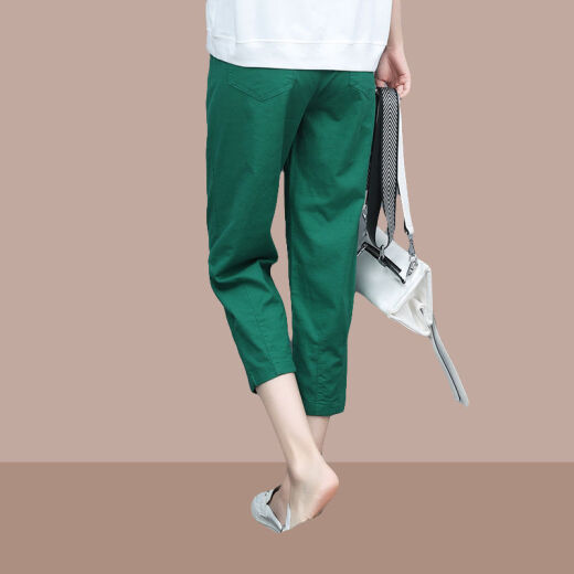 tzbt七分裤女夏季薄款新款时尚女装宽松哈伦休闲裤 爆690Q#黑色 M 【建议100斤以下】