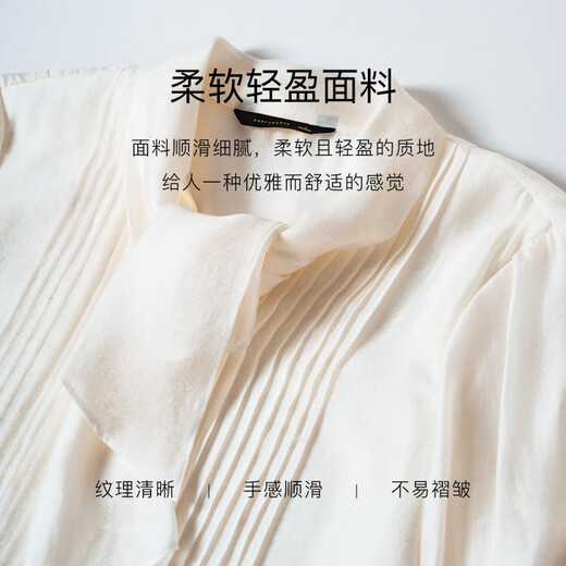 ROEYSHOUSE LOOK Stylish Led-Linged Wrinkled Shirt Autumn New Intellectual Professional Shirt Apricot Top 11166 Apricot S