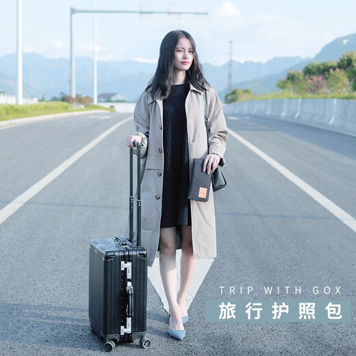 GOX防盗刷商务款长短护照夹机票夹证件包多功能超薄旅行便携卡包 天空蓝 1个 长款