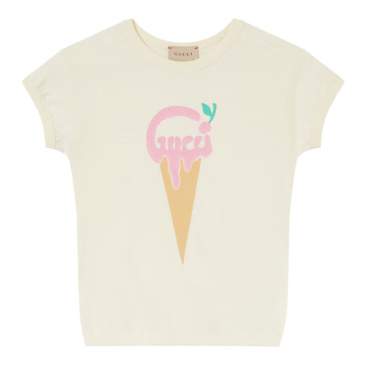 GUCCI 古驰 女童儿童Gucci印花圆领短袖T恤 白色 718008 XJE39 9756 M 5/5岁/112c