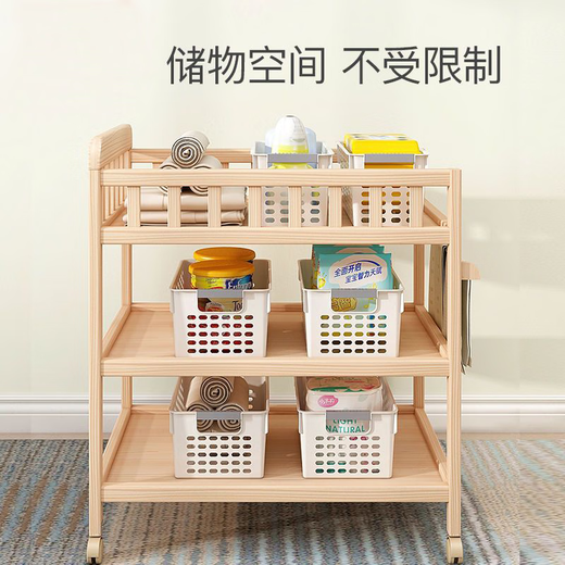 Bangledi Neugeborenen Pflegetisch Festes Holz Mobile Baby Windel Tisch Multifunktionales Babymassage Badewanne Pflegetisch + Xiaolongzai Pflegepolster Doppelschicht