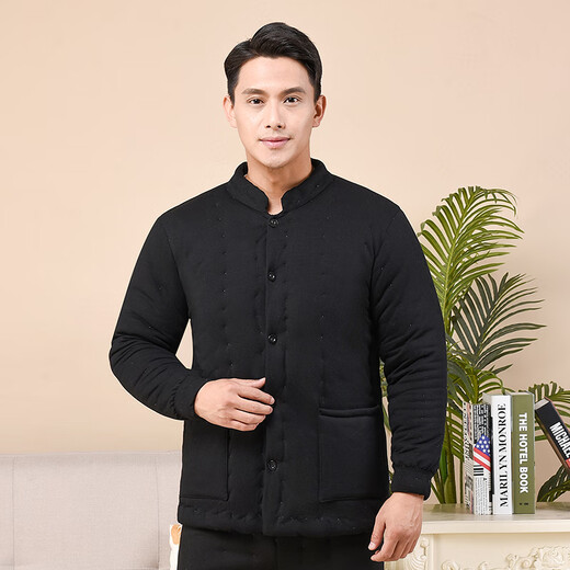 Cotton chant men's pure cotton handmade winter cotton jacket, thickened and warm, close-fitting adult home coat cotton clothes, navy blue L size recommended weight 95-115 Jin Jin equals 0.5 kg